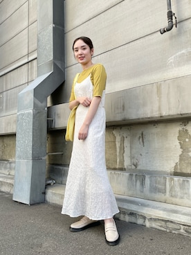 「Kastane（カスタネ）のテレコボーダー5分袖Tee（Tシャツ/カットソー）」を使った、MOTOZAWA HONOKAさん（レディース・159cm）の春コーディネート