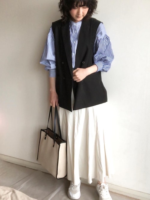 Mila Owen（ミラオーウェン）の「リネン混パネルマチフレアスカート  