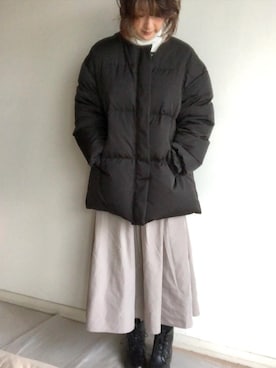「タフタスカート」｜「アイテム（ジャケット/アウター）」を使った、こっつんこーでさん（レディース・161cm）の冬コーディネート