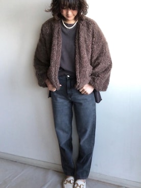 「Bleu Bleuet（ブルーブルーエ）のアイテム（ノーカラーコート）」を使った、こっつんこーでさん（レディース・161cm）の春コーディネート