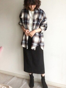 「H&M（エイチ・アンド・エム）のアイテム（シャツ/ブラウス）」を使った、こっつんこーでさん（レディース・161cm）の秋コーディネート