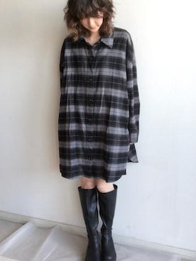 「H&M（エイチ・アンド・エム）のアイテム（シャツワンピース）」を使った、こっつんこーでさん（レディース・161cm）の秋コーディネート