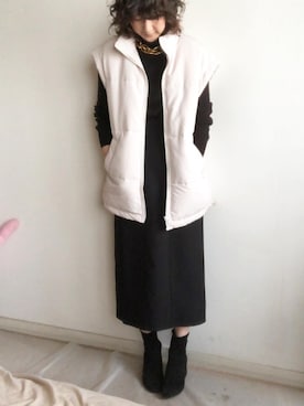 「H&M（エイチ・アンド・エム）のアイテム（ダウンベスト）」を使った、こっつんこーでさん（レディース・161cm）の秋コーディネート