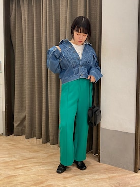 「秋トレンド2021」｜「アイテム（デニムジャケット）」を使った、piiiii_lemageさん（レディース・153cm）の秋コーディネート