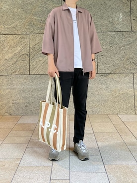 「tk.TAKEO KIKUCHI（ティーケータケオキクチ）のアイテム（ブルゾン）」を使った、Mitakaさん（メンズ・174cm）の夏コーディネート