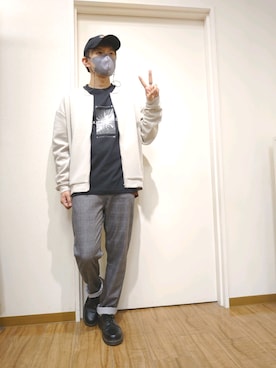 「FRUIT OF THE LOOM（フルーツオブザルーム）のアイテム（キャップ）」を使った、キヨキヨさん（メンズ・167cm）の秋コーディネート