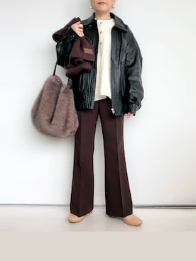 「アイテム（マフラー）」を使った、SACHIさん（レディース・150cm）の秋コーディネート