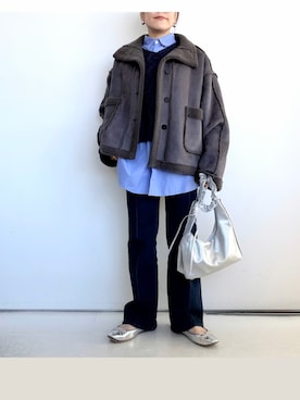 「アイテム（ムートンコート）」を使った、SACHIさん（レディース・150cm）の冬コーディネート