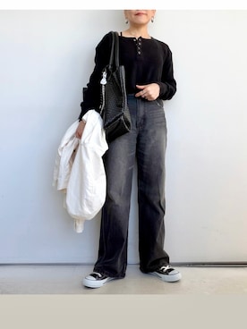 「アイテム（チャーム）」を使った、SACHIさん（レディース・150cm）の春コーディネート