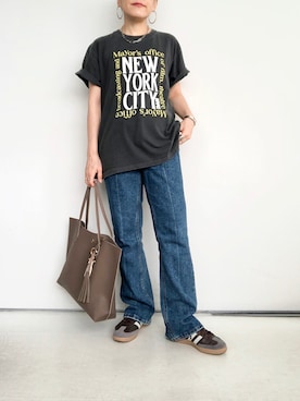 「アイテム（バングル/リストバンド）」を使った、SACHIさん（レディース・150cm）の秋コーディネート