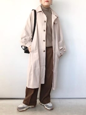 「ECRIRE（エクリール）のアイテム（ステンカラーコート）」を使った、SACHIさん（レディース・150cm）の冬コーディネート