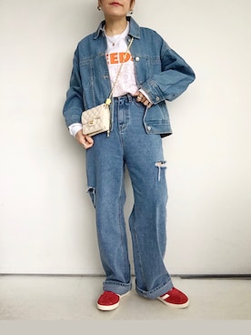 「アイテム（リング）」を使った、SACHIさん（レディース・150cm）の春コーディネート