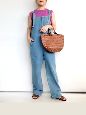 「アイテム（オールインワン・サロペット、ブルー系）」を使った、SACHIさん（レディース・150cm）の夏コーディネート