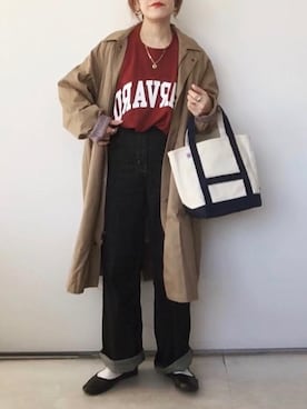 「SVEC（シュベック）のカンフーシューズ kung fu Shoes / ストラップパンプス（バレエシューズ）」を使った、SACHIさん（レディース・150cm）の秋コーディネート