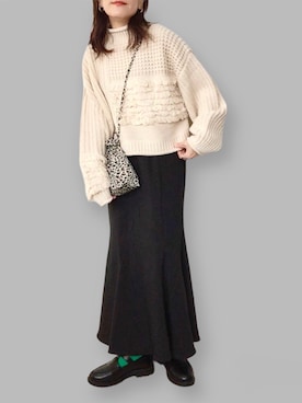 「DHOLIC（ディーホリック）のアイテム（ピアス（両耳用））」を使った、SACHIさん（レディース・150cm）の秋コーディネート