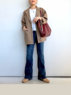 「GU（ジーユー）のアイテム（アクセサリー）」を使った、SACHIさん（レディース・150cm）の秋コーディネート