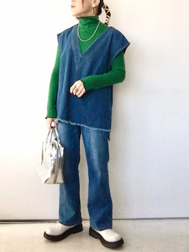 「andme（アンドミー）のアイテム（モッズコート）」を使った、SACHIさん（レディース・150cm）の秋コーディネート