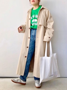 「春カラー」｜「アイテム（ステンカラーコート）」を使った、SACHIさん（レディース・150cm）の春コーディネート