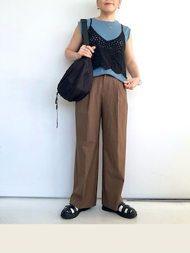 「アイテム（ボディバッグ/ウエストポーチ）」を使った、SACHIさん（レディース・150cm）の秋コーディネート