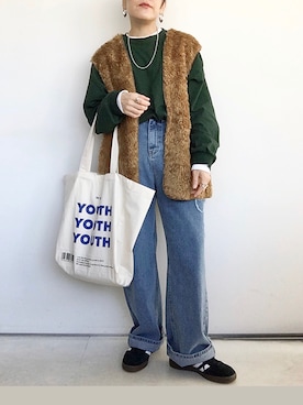 「IAMUSE（アイアミューズ）のアイテム（アクセサリー）」を使った、SACHIさん（レディース・150cm）の冬コーディネート