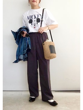 「ミッキーT」｜「アイテム（デニムジャケット）」を使った、SACHIさん（レディース・150cm）の春コーディネート
