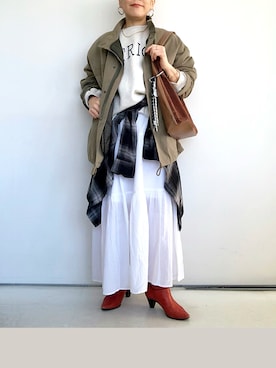 「アイテム（モッズコート）」を使った、SACHIさん（レディース・150cm）の秋コーディネート