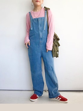 「SUGAR BISKET（シュガービスケット）のアイテム（サロペット/オーバーオール）」を使った、SACHIさん（レディース・150cm）の春コーディネート
