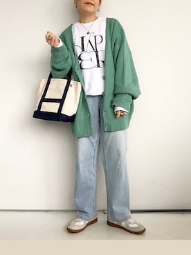 「KBF（ケイビーエフ）のアイテム（ステンカラーコート）」を使った、SACHIさん（レディース・150cm）の冬コーディネート