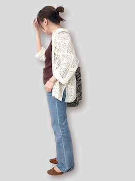 「アイテム（トートバッグ）」を使った、SACHIさん（レディース・150cm）の秋コーディネート
