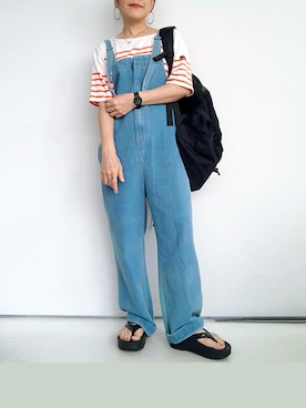 「アイテム（オールインワン・サロペット）」を使った、SACHIさん（レディース・150cm）の夏コーディネート