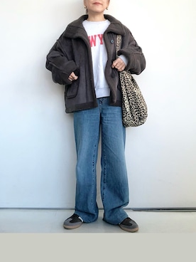 「アイテム（ムートンコート）」を使った、SACHIさん（レディース・150cm）の冬コーディネート