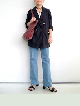 「アイテム（バングル/リストバンド）」を使った、SACHIさん（レディース・150cm）の秋コーディネート