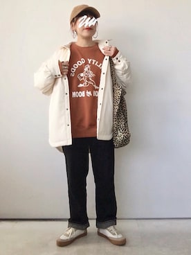 「Ciena」｜「アイテム（スウェット）」を使った、SACHIさん（レディース・150cm）の秋コーディネート