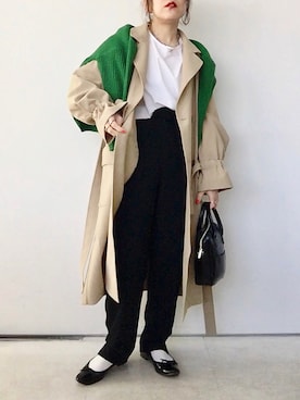 「肩掛け」｜「アイテム（トレンチコート）」を使った、SACHIさん（レディース・150cm）の冬コーディネート