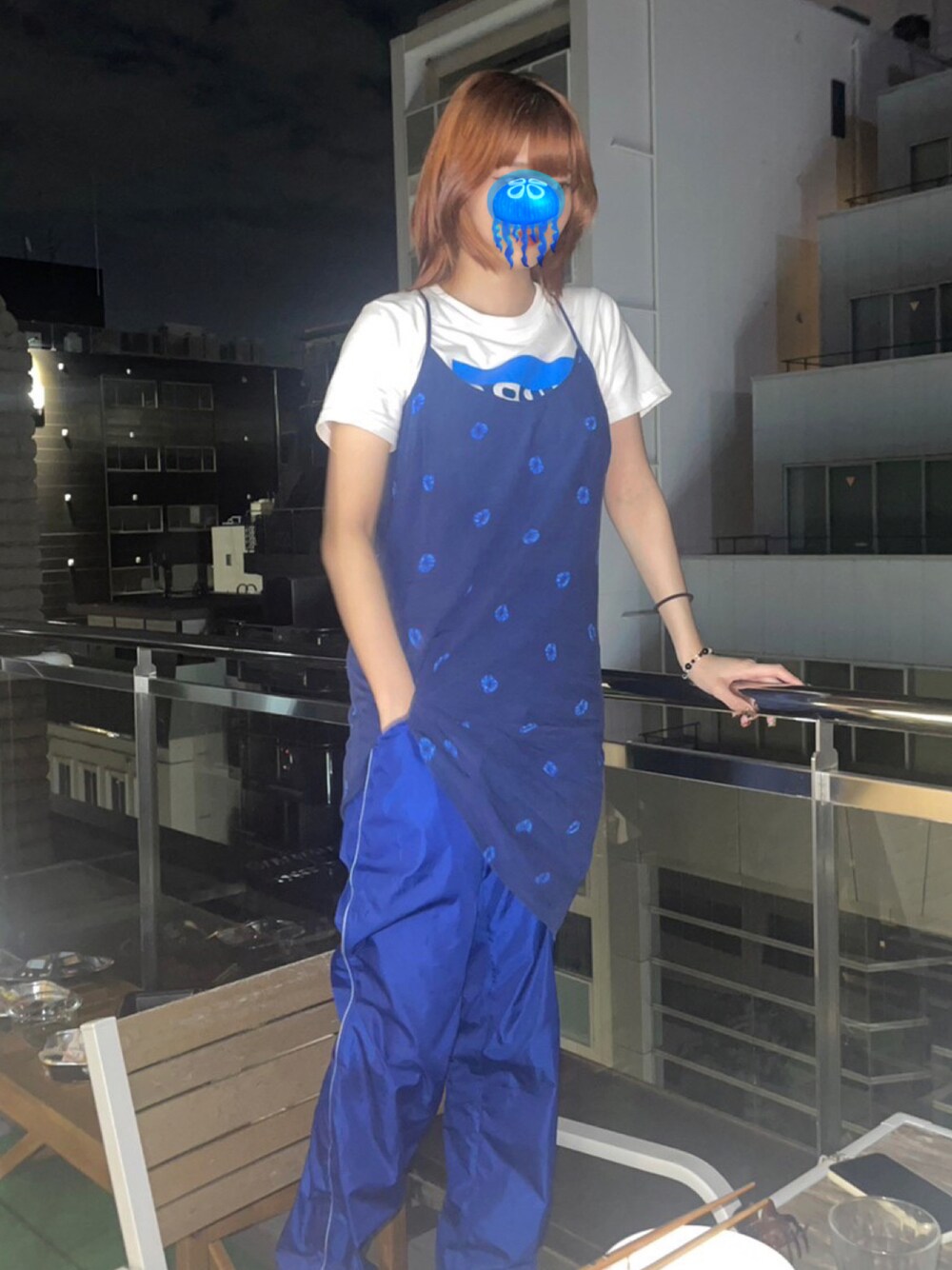 「ブルーコーデ、レイヤードスタイル」｜「NIKEのアイテム（パンツ、ブルー系）」を使った、ᴹᴬᴿᴼᴺさん（レディース・160cm）の夏コーディネートの1枚目の写真