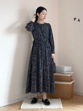 「ete（エテ）の○オブジェ ピアス L（ピアス（両耳用））」を使った、ひなさん（レディース・164cm）の秋コーディネート