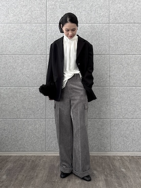 「アイテム（シュシュ）」を使った、ひなさん（レディース・165cm）の秋コーディネート