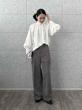 「アイテム（シュシュ）」を使った、ひなさん（レディース・165cm）の秋コーディネート