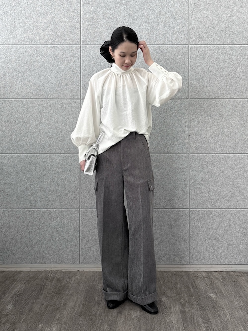 セール】ヴィンテージワッシャーハイネックブラウス（シャツ/ブラウス