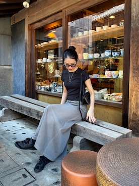 「アイテム（ピアス（両耳用）、シルバー系）」を使った、ひなさん（レディース・165cm）の夏コーディネート