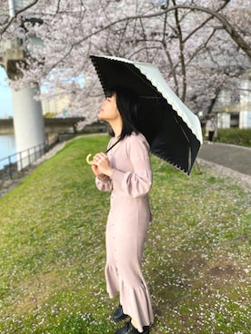 「花見コーデ」｜「アイテム（ワンピース）」を使った、akariさん（レディース・159cm）の春コーディネート