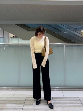 「RODE SKO(ロデスコ)の『MADE IN JAPAN』スクエアトゥプチメタルローファー(ローファー、ブラック系)」を使った、chikakoさん(レディース・170cm)の秋コーディネート