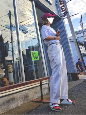 「サンダルに靴下」｜イーチさん（レディース・160cm）の夏コーディネート