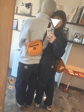 「アイテム（デニムジャケット）」を使った、イーチさん（レディース・160cm）の冬コーディネート