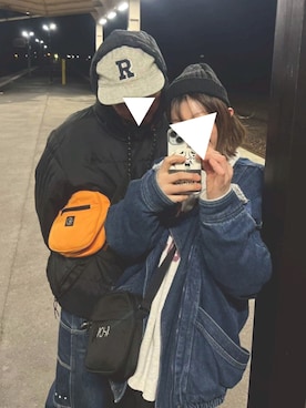 「アイテム（デニムジャケット）」を使った、イーチさん（レディース・160cm）の冬コーディネート