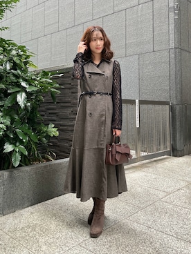 「PROPORTION BODY DRESSING（プロポーションボディドレッシング）のトレンチジャンスカ / 1216240900（ワンピース、ブラウン系）」を使った、Hikariさん（レディース・153cm）の秋コーディネート
