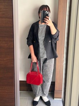 「しまむら（シマムラ）のアイテム（デニムパンツ）」を使った、アチコさん（レディース・160cm）の秋コーディネート