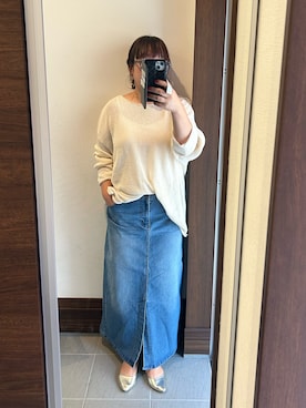 「アイテム（デニムスカート）」を使った、アチコさん（レディース・160cm）の夏コーディネート