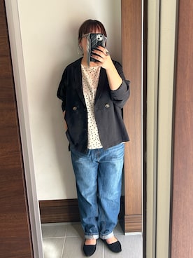 「アイテム（ノーカラージャケット）」を使った、アチコさん（レディース・160cm）の秋コーディネート