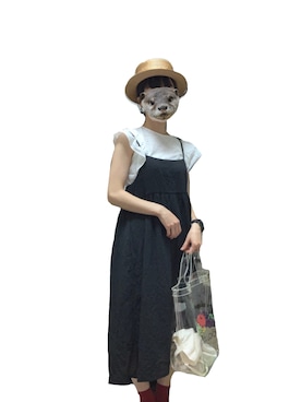 「OZOC（オゾック）のアイテム（トートバッグ）」を使った、たまごさん（レディース・150cm）の秋コーディネート